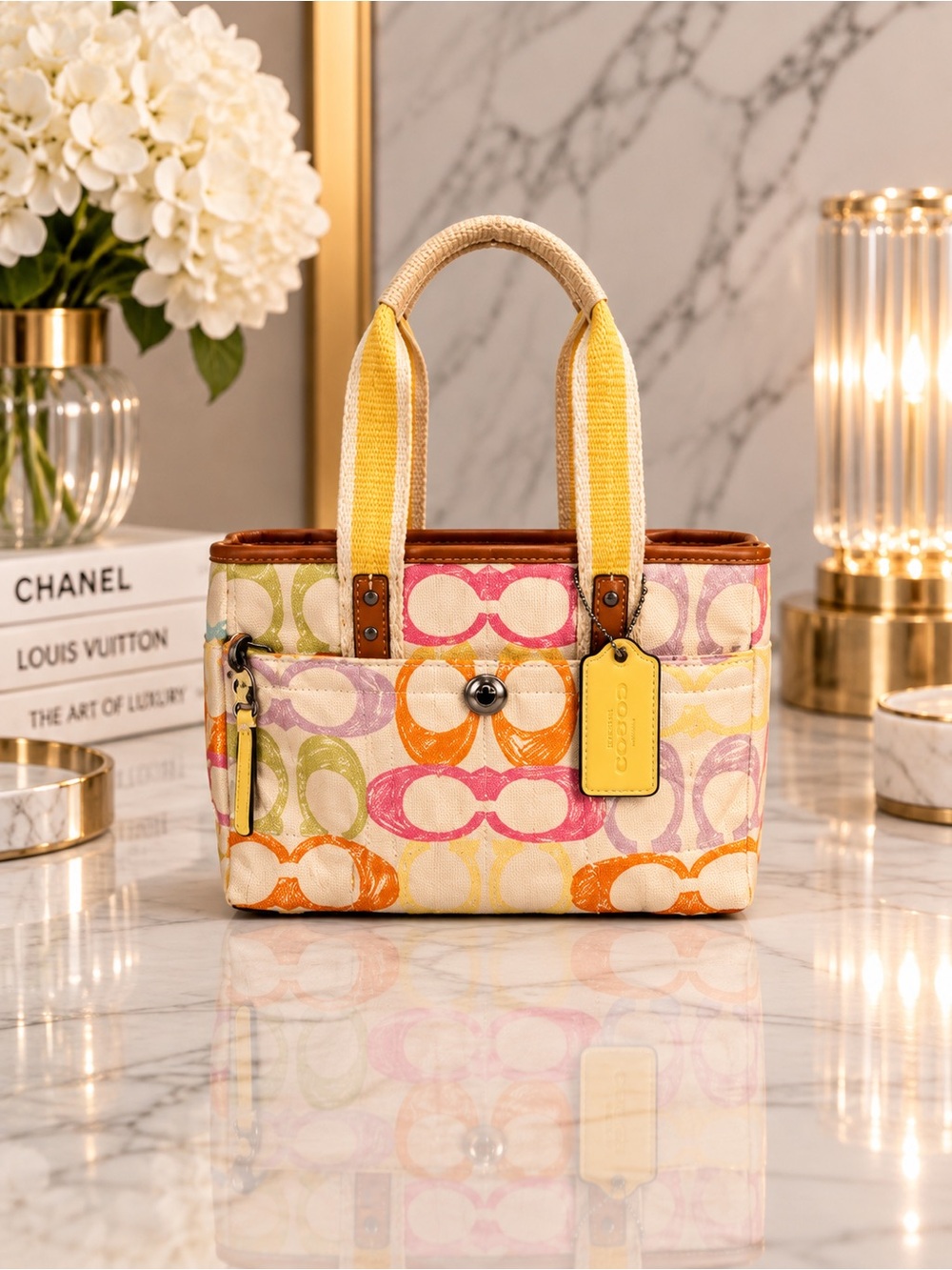 Coach Multicolor Signature Print Quilted Tote Bag | Full Inclusion